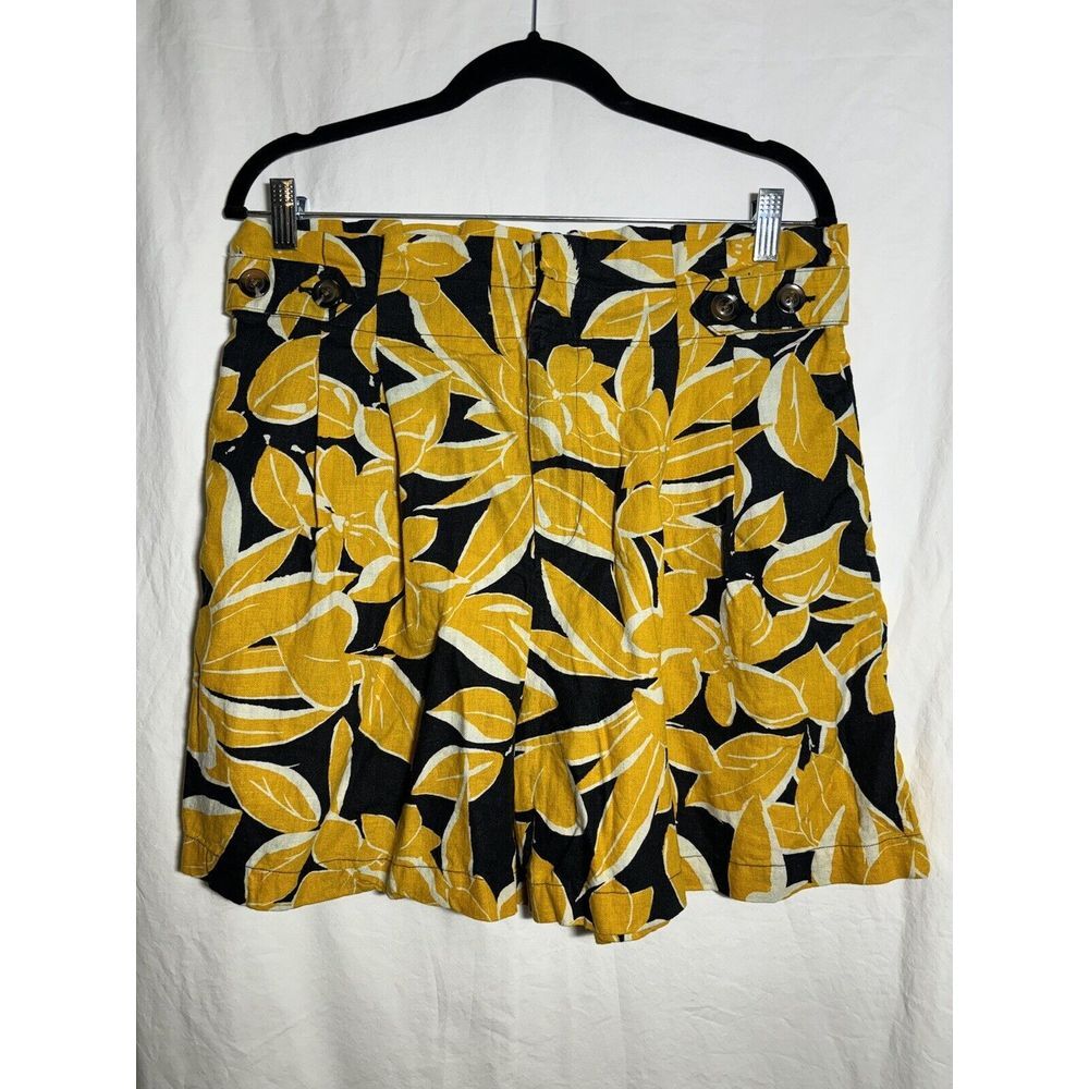 Who What Wear Paper Bag Shorts Floral‎ High Waist Linen Blend  Sz 14 EUC R11